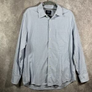 Charles Tyrwhitt Shirt‎ Mens Large White Blue Striped Button Up Slim Fit Casual